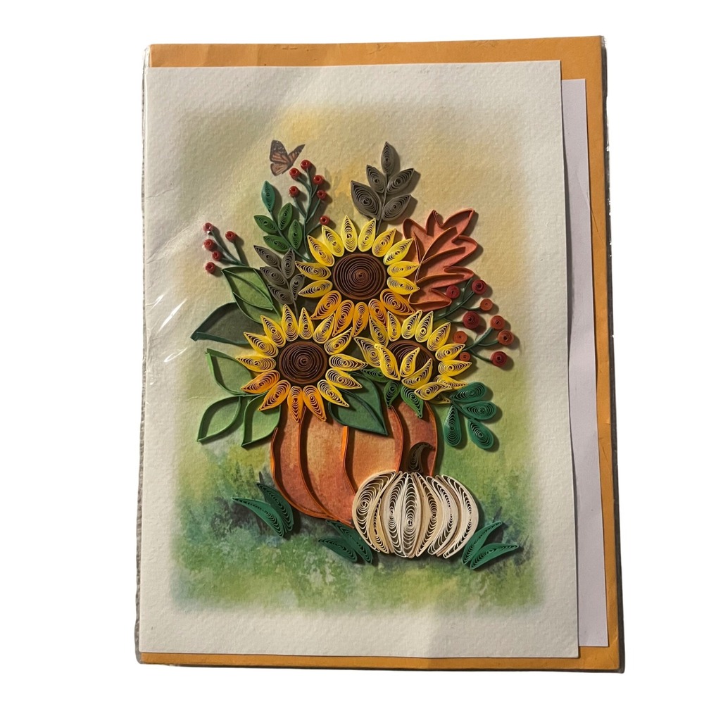 Kingkraft Autumn Sunflower Pumpkin Quilling‎ Card with Envelope